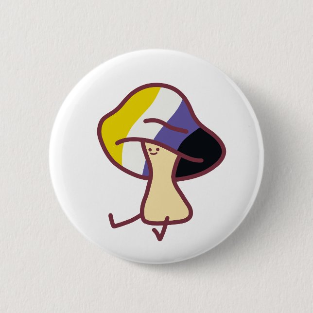 Nicht-Binärer Stolz-Pilz-Anstecker Button (Vorderseite)