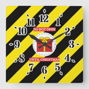 Nicht bis Weihnachten öffnen Quadratische Wanduhr