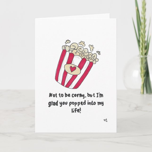 Nicht Corny sein - Popcorn Card Dankeskarte (Vorderseite)