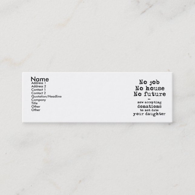 Nicht datieren Sie Ihre Mini Visitenkarte (Vorderseite)