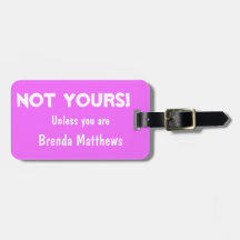 Nicht deiner! Funny Custom Luggage Tag - Rosa