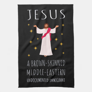Nicht dokumentierter Jesus-brauner Einwanderer I Geschirrtuch