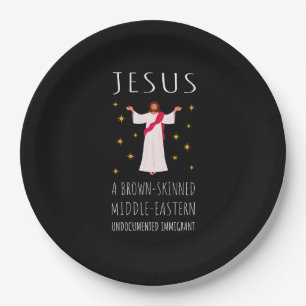Nicht dokumentierter Jesus-brauner Einwanderer I Pappteller
