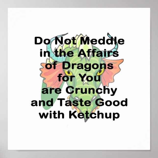 Nicht einmischen schwarzen Drachenkopf Poster (Vorne)