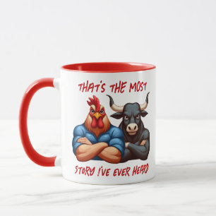 Nicht erwünschter Rooster- und Ox-Gedeckter Waffen Tasse