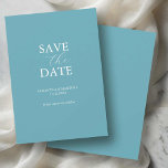 Nicht-Foto-Blauer Minimalwert Speichern Sie die Da Save The Date<br><div class="desc">Ankündigen Sie Ihren großen Tag im Stil mit diesen eleganten speichern Sie die Daten! Diese Karte ist für Paare gedacht, die eine nicht-Foto-, moderne Save the Date Hochzeitseinladung suchen und bietet einen feinen türkisblauen Hintergrund mit einer raffinierten Mischung aus klassischer Schrift und Schrift-Typografie in knalligem Weiß. Passen Sie die Vorlagenfelder...</div>