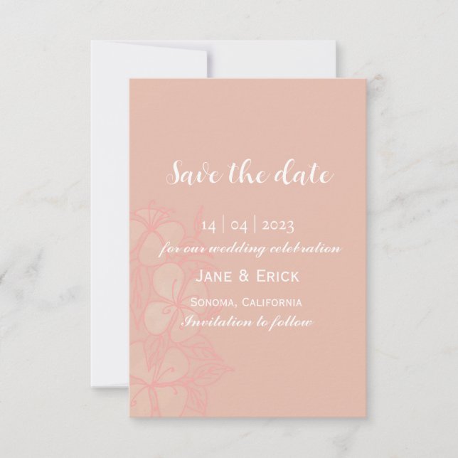Nicht Foto Einfache rosa Blüte Save The Date (Vorderseite)