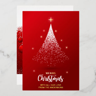 NICHT-FOTO WEIHNACHTSGRUSS FESTLICH ROT ELEGANTER  FOLIENEINLADUNG