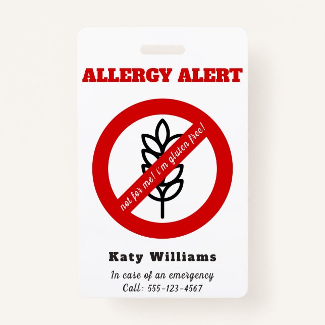 Nicht für mich, ich bin glutenfrei! Kids Allergie  Ausweis (Vorderseite)