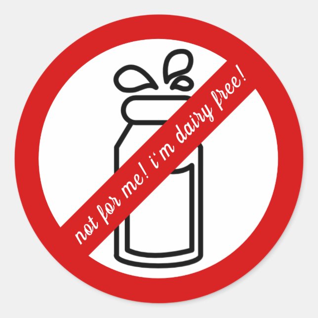 Nicht für mich, ich bin Molkereifrei! Milchallergi Runder Aufkleber (Vorderseite)