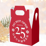 Nicht geöffnet bis Weihnachts Gable Gevor Box Geschenkschachtel<br><div class="desc">Gibt es in diesem Jahr ein paar Weihnachtsfavoriten, die eine festliche rote Geschenkboxen mit der strengen Anweisung brauchen, dass sie erst am 25. Dezember geöffnet werden soll? Hey, hey - du hast gerade gefunden, wonach du gesucht hast. Passen Sie die Farbe an - fügen Sie Ihren Text hinzu oder entfernen...</div>
