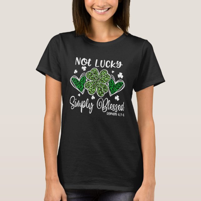 Nicht glücklich, einfach gesegnet Leopard Patrick  T-Shirt (Vorderseite)