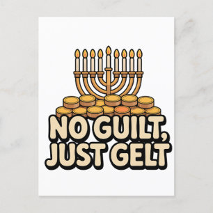 Nicht Guilt Just Gelt Funny Hanukkah jüdischen Jud Einladungspostkarte