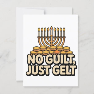 Nicht Guilt Just Gelt Funny Hanukkah jüdischen Jud Postkarte