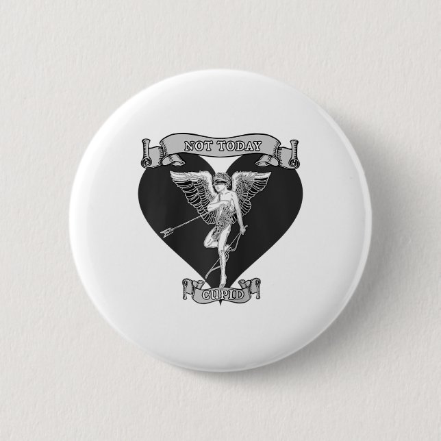 Nicht heute Cupid Arrow Shot Tattoo Style Gray Ant Button (Vorderseite)