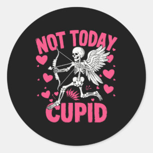 Nicht heute Cupid Lustiger Cupid Skelett Anti Vale Runder Aufkleber