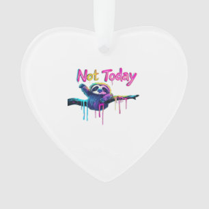 Nicht heute � Farbiger Faultier Neon-Kunstwerk Kla Ornament