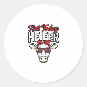 Nicht heute Färse Lustige Kuh Vintage Vektor Desig Runder Aufkleber