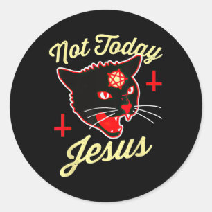 Nicht heute hat Jesus den Satan Cat Todeskreuz Vin Runder Aufkleber