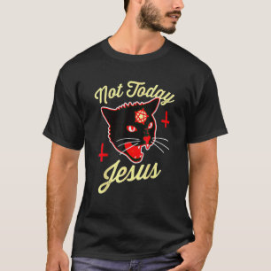 Nicht heute Jesus Heil Satan Katze Tod Kreuz Vinta T-Shirt