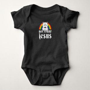 Nicht heute Jesus Hoodie Rainbow Satanic Cat Goth  Baby Strampler