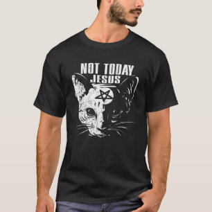 Nicht Heute Jesus Lustige Satanische Katze Gothic T-Shirt
