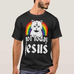 Nicht heute Jesus Rainbow Satanic Cat Goth Konzert T-Shirt