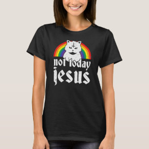 Nicht heute Jesus Rainbow Satanic Cat Goth Konzert T-Shirt