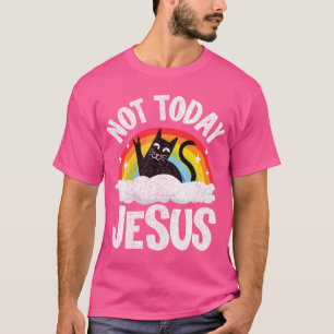 Nicht heute Jesus Satanic Cat Rainbow Goth Funny D T-Shirt