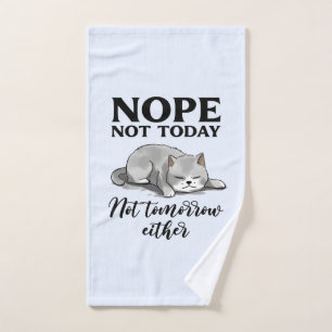 Nicht heute, nicht morgen - Schlaflose Katze Badhandtuch Set