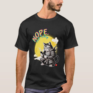 Nicht heute Samurai-Katze liest Nachrichten Japani T-Shirt