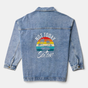 Nicht heute Satan Beach Vacation Palm Trees Hammoc Jeansjacke