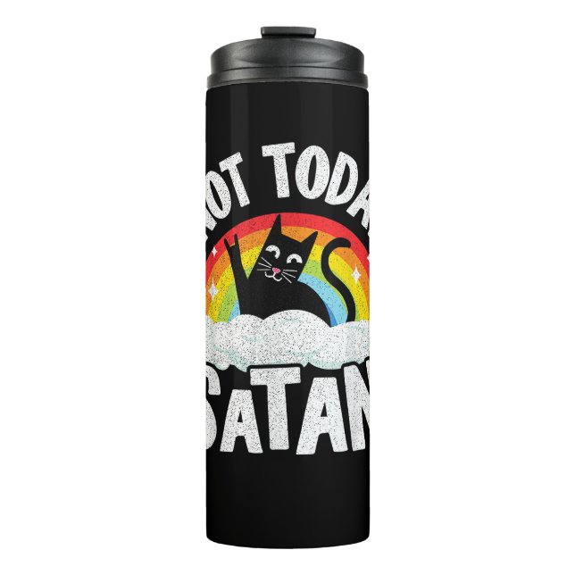Nicht heute Satan Cat Rainbow Goth Jesus Funny Dea Thermosbecher (Vorderseite)