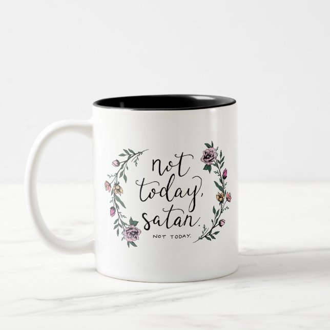 Nicht heute, Satan Kaffee-Tasse, lustige Tasse, Zweifarbige Tasse (Links)