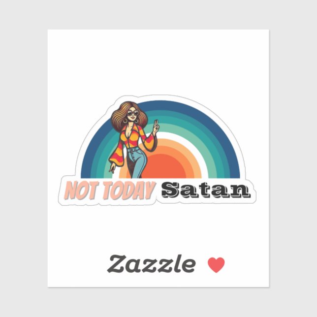 Nicht heute Satan Retro Aufkleber (Blatt)