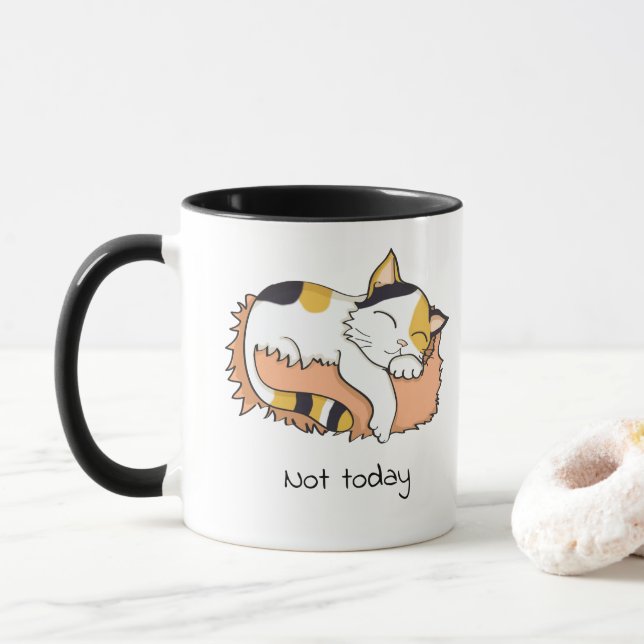 Nicht heute schlafen Kalico Katze Tasse (Mit Donut)