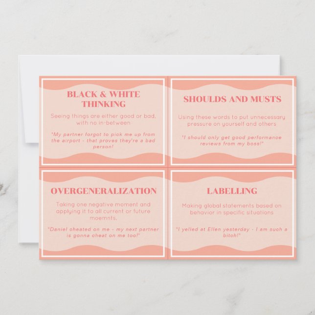 Nicht hilfreiche Denkstile Moderne Peach Set Cards Einladung (Vorderseite)