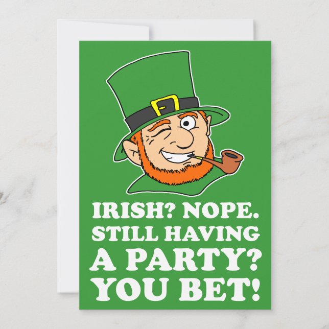Nicht Irish Leprechaun St Patrick's Party Einladun Einladung (Vorderseite)