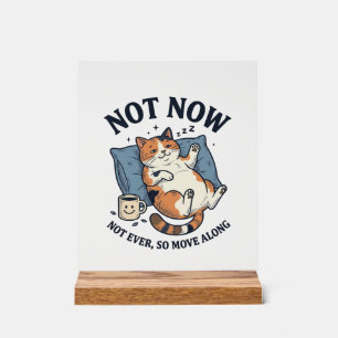 Nicht jetzt Faulpelz Katze Vintage Gravur Lustiges Acrylschild