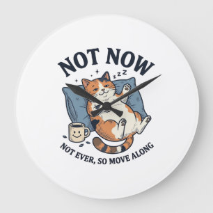 Nicht jetzt Faulpelz Katze Vintage Gravur Lustiges Große Wanduhr