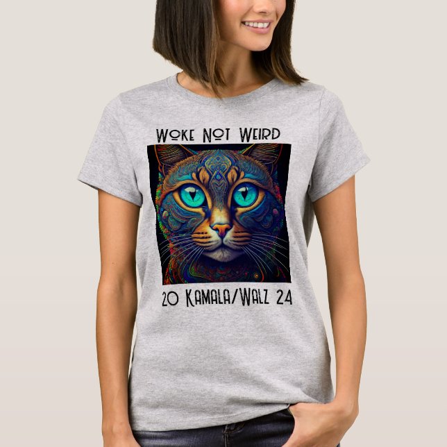 Nicht komischer Kamala Cat T - Shirt geweckt (Vorderseite)
