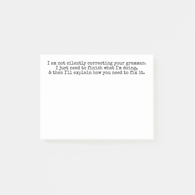 Nicht leise Korrektur Ihres Grammar (noch) Post-it Klebezettel (Vorderseite)