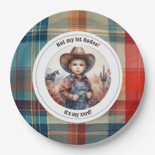 Nicht mein erster Rodeo-Cowboy-Western-Geburtstag Pappteller