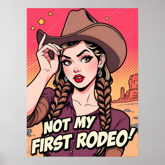 Nicht meine erste Rodeo Cowgirl Poster Retro Art P (Vorne)