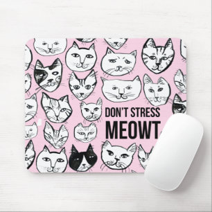 Nicht MEOWT Cat Head Pattern Pink betonen Mousepad