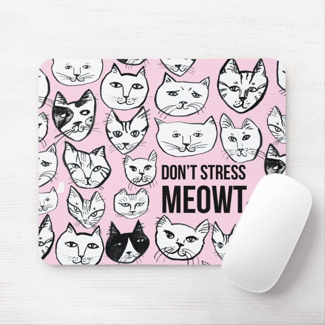 Nicht MEOWT Cat Head Pattern Pink betonen Mousepad (Mit Mouse)