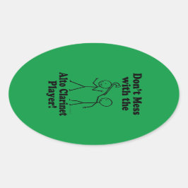 Nicht mit dem Alto Klarinette Player Oval Stic ver Ovaler Aufkleber