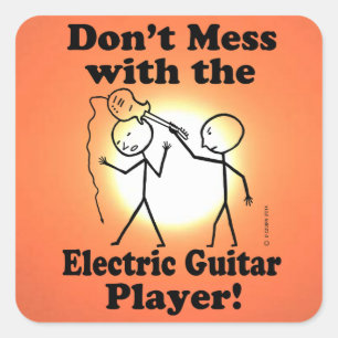 Nicht mit dem Electric Guitar Player Square durche Quadratischer Aufkleber