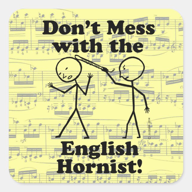 Nicht mit dem englischen Hornistenplakat verwechse Quadratischer Aufkleber (Vorderseite)