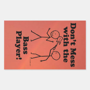 Nicht mit der rechteckigen Sticke des Bass-Spieler Rechteckiger Aufkleber